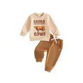 thumbnail image 1 of Cjfdfy Toddler Baby Boy Farm Fall Outfit Easily Distracted By Cows Print Long Sleeve Sweatshirt With Pant Cute Baby Fall Outdoor Fall Winter Outfit  6M-4T, 1 of 9