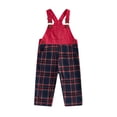 thumbnail image 1 of Cjfdfy Toddler Baby Boy Girl Christmas Overalls Outfit Plaid Print Adjustable Straps Sleeveless Jumpsuits Infant Cute My First Christmas Fall Winter Clothes 0-3Y, 1 of 9
