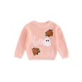 thumbnail image 1 of Cjfdfy Toddler Baby Boy Girl Halloween Outfit Fall Winter Knit Sweaters Ghost Pumpkin Letter Long Sleeve Round Neck Ribbed Knitted Sweater Pullover Tops, 1 of 9