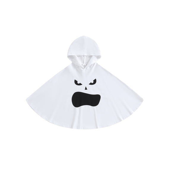 Cjfdfy Toddler Baby Boy Girl Halloween Outfit Kids Boys Girls Halloween Cloak Cape Ghost Face Print Hooded Cape Poncho Halloween Cosplay Costume Party Outfits