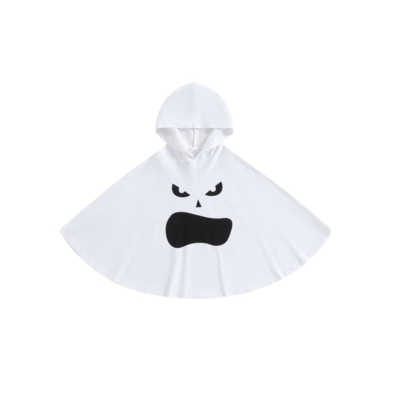 Cjfdfy Toddler Baby Boy Girl Halloween Ghost Costume Kids Boys Girls Halloween Cloak Cape Ghost Face Print Hooded Cape Poncho Halloween Cosplay Party Witches Outfits