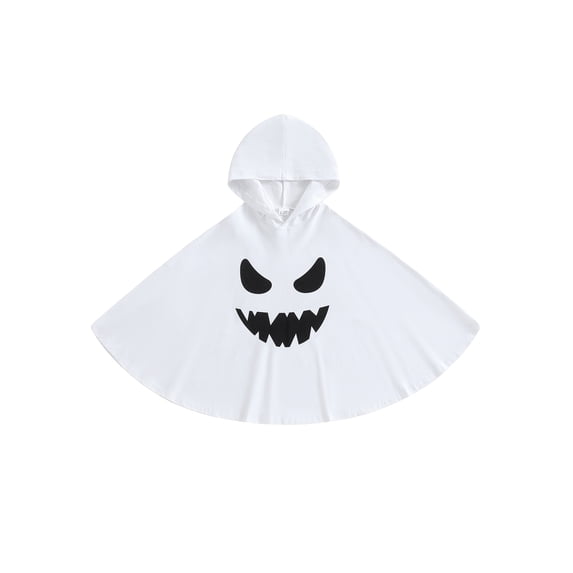 Cjfdfy Toddler Baby Boy Girl Halloween Ghost Costume Kids Boys Girls Halloween Cloak Cape Ghost Face Print Hooded Cape Poncho Halloween Cosplay Party Witches Outfits