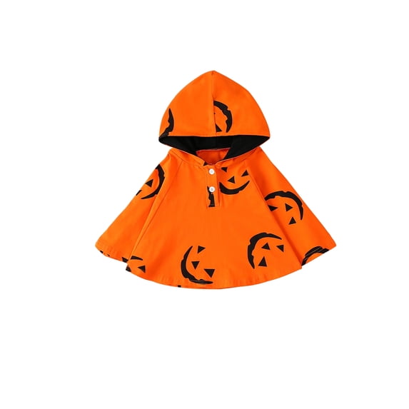 Cjfdfy Toddler Baby Boy Girl Halloween Pumpkin Costume for Kids Halloween Ghost Costumes Halloween Ghost Cape Cloak Orange Hooded Poncho Witch Costume Cosplay Outfit