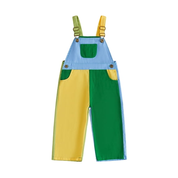 Cjfdfy Toddler Baby Boy Girl Overalls Clothes Contrast Color Adjustable Straps Sleeveless Jumpsuits With Chest Pocket Kids Vintage Overalls Pants Fall Winter Clothes