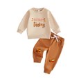thumbnail image 1 of Cjfdfy Toddler Baby Boy Thanksgiving Outfit Little Turkey Homemade Rolls Print Long Sleeve Sweatshirt And Pants Cute My First Thanksgiving Holiday Fall Winter Outfit 6M-4Y  ﻿, 1 of 9