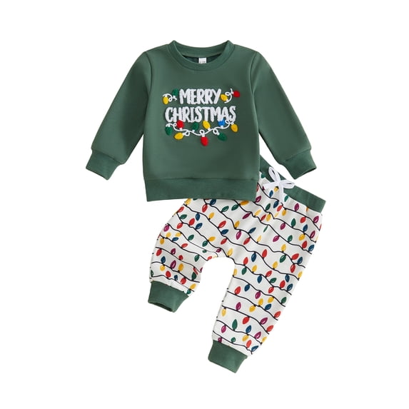 Cjfdfy Toddler Baby Boys Girl Christmas Outfits It's A Beaut Clark Long Sleeve Sweatshirt Christmas Lights Pants Little Baby Cute My First Christmas Holiday Fall Winter Outfit 6M-4Y 
