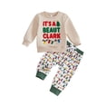 thumbnail image 1 of Cjfdfy Toddler Baby Boys Girl Christmas Outfits It's A Beaut Clark Long Sleeve Sweatshirt Christmas Lights Pants Little Baby Cute My First Christmas Holiday Fall Winter Outfit 6M-4Y  ﻿, 1 of 9
