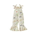 thumbnail image 1 of Cjfdfy Toddler Baby Cowgirl Fall Jumpsuit Sleeveless Bow Shoulder Animal Print Romper Bell Bottoms Toddler Rodeo Outfit Farm Clothes Little Girl Cute Farm Fall Winter Overalls, 1 of 9