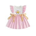thumbnail image 1 of Cjfdfy Toddler Baby Girl Back to School Dress Kindergarten Outfits Baby Girls First Day of School Outfit 2 3 4 5 6 7 Years Apple School Bus Embroidered Bows Flying Sleeve Plaid Summer Fall Dress, 1 of 9