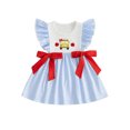 thumbnail image 1 of Cjfdfy Toddler Baby Girl Back to School Dress Kindergarten Outfits Baby Girls First Day of School Outfit 2 3 4 5 6 7 Years Apple School Bus Embroidered Bows Flying Sleeve Plaid Summer Fall Dress, 1 of 9