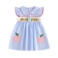thumbnail image 1 of Cjfdfy Toddler Baby Girl Back to School Dress Kindergarten Outfits Little Baby Girls First Day of School Outfit Apple School Bus Embroidered Flying Sleeve A-line Summer Fall Plaid Gingham Dress, 1 of 9