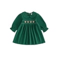 thumbnail image 1 of Cjfdfy Toddler Baby Girl Christmas Dress Embroidery Corduroy Smocked Collar Long Sleeve a-line Dresses Little Baby Cute My First Christmas Fall Winter Outfits 6M-4Y, 1 of 9