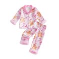 thumbnail image 1 of Cjfdfy Toddler Baby Girl Christmas Satin Pajamas Set Gingerbread Man Print Long Sleeve Fuzzy Trim Button Up Tops And Pants Kids Girl Cute My First Christmas Loungewear 1-7Y, 1 of 9