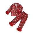 thumbnail image 1 of Cjfdfy Toddler Baby Girl Christmas Silk Stain Pajamas Set Kids Girl PJS Set Sleepwear Spring Fall Winter Clothes Candy Cane Long Sleeve Button Down Shirt with Long Pants Set Loungewear Homewear 1-7Y, 1 of 9