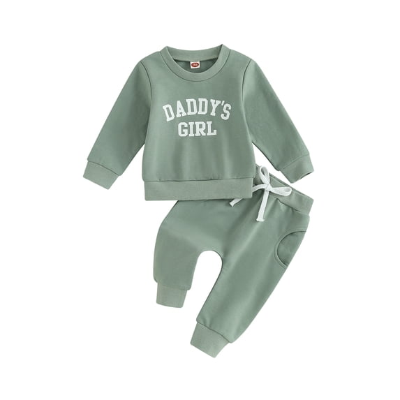Cjfdfy Toddler Baby Girl Daddy's Girl Outfit Newborn Baby Girls Fall Winter Clothes Letters Print Long Sleeve Crewneck Sweatshirt with Elastic Waist Jogger Pants Set