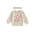 thumbnail image 1 of Cjfdfy Toddler Baby Girl Fall Outfit Big Sister Embroidery Long Sleeve Waffle Knit Sweatshirts And Headband Cute Baby Big Sister Fall Winter Clothes 1-5 Years, 1 of 9