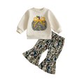 thumbnail image 1 of Cjfdfy Toddler Baby Girl Halloween Outfit Camo Pumpkin Print Long Sleeve Pullover Camouflage Flare Pants Little Baby Cute My First Halloween Fall Winter Clothes, 1 of 9