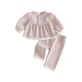 thumbnail image 1 of Cjfdfy Toddler Baby Girl Plaid Fall Outfits Lace Trim Long Sleeve Button Plaid Tops Elastic Pants Sets Soft Double Gauze Outfit Little Baby Gingham Fall Winter Outfit 0-3Y, 1 of 9