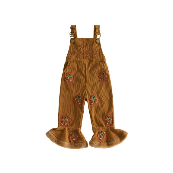 Cjfdfy Toddler Baby Girls Christmas Overalls Outfit Merry Christmas Embroidery Sleeveless Bell Bottom Romper Kids Cute My First Christmas Fall Winter Outfit 6M-4Y