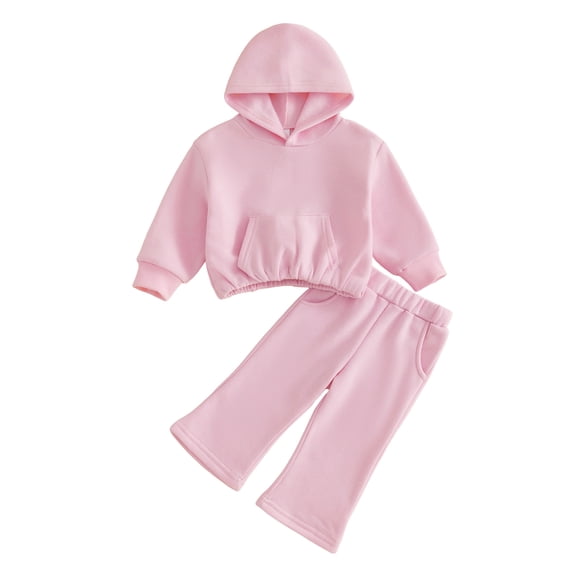 Cjfdfy Toddler Baby Girls Fall Outfits Long Sleeve Sweatshirt and Pants Set Girl Clothes Fall Winter Outfits Solid Little Sweatsuit Girls Sweatpants Hoodie Set 6M-4Y