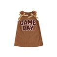 thumbnail image 1 of Cjfdfy Toddler Baby Girls Football Game Day Outfit Summer Fall Tank Dress 6 12 18 24 Months 2 3 4 Years Casual Buttoned Shoulders Letter Football Embroidery Sleeveless Dress Overalls, 1 of 9