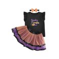 thumbnail image 1 of Cjfdfy Toddler Baby Girls Halloween Outfit Spooky Pumpkin Flying Sleeve Black Ruffle Top With Tulle Skirt Headband Cute Witch Cat Costume Cute Halloween Holiday Clothes, 1 of 9