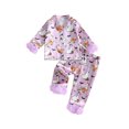 thumbnail image 1 of Cjfdfy Toddler Baby Girls Halloween Silk Pajamas Set Pumpkin Ghost Goose Print Fuzzy Trim Long Sleeve Tops And Pants Nightwear Cute Halloween Fall Winter Pajamas 1-6Y, 1 of 9