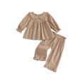 thumbnail image 1 of Cjfdfy Toddler Baby Girls Plaid Outfit Fashionable Long Sleeve Doll Collar Tops With Pants 2Pcs Fall Set Cute Pink Brown Plaid Fall Winter Outfit Size 6M-4Y, 1 of 6
