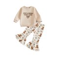 thumbnail image 1 of Cjfdfy Toddler Baby Girls Western Outfit Just A Small Town Girl Long Sleeve Sweatshirt And Bow Boots Print Flare Pants Little Baby Cute Country Fall Winter Clothes 6M-5T, 1 of 9