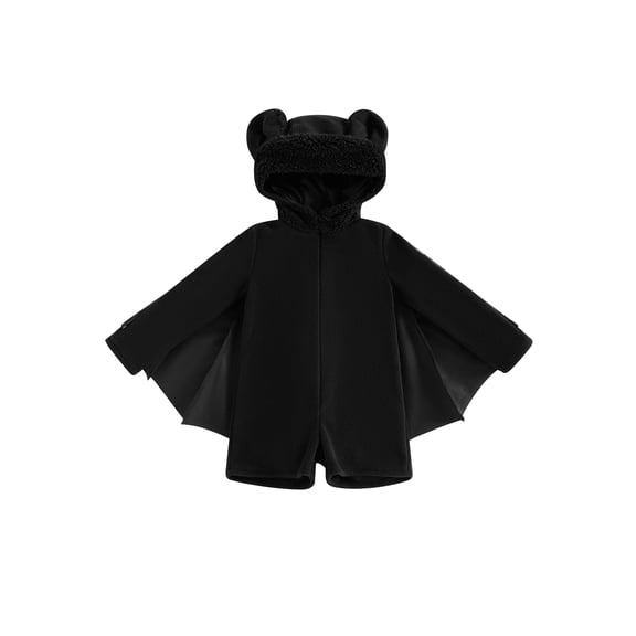 Cjfdfy Toddler Baby Halloween Boy Girl Costumes Clothes Bat Halloween Costumes Fleece Hood Wings Design Long Sleeve Shorts Jumpsuit My First Halloween Fall Winter Clothes