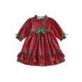 thumbnail image 1 of Cjfdfy Toddler Little Girls Christmas Nightgowns Outfit Holiday Plaid Dress With Red Ribbon Bow Ruffle Long Sleeve Pajamas Cute Kids Christmas Fall Winter Outfit, 1 of 9