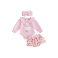 thumbnail image 1 of Cjfdfy newborn Baby Girl Fall Outfit Cute Long Sleeve Goose Embroidery Romper With Skort, Headband 3Pcs Set  Cute Goose Long Sleeve Doll Collar Romper Baby Outfit, Birthday Gift, 0-18 Months, 1 of 9