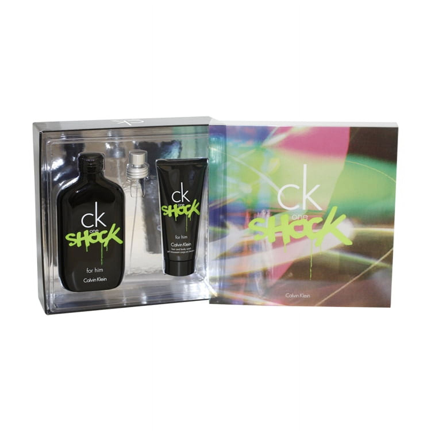 Ck One Shock 2 Pc. Gift Set ( Eau De Toilette Spray 6.7 Oz + Hair & Body  Wash 3.4 Oz ) for Men by Calvin Klein 