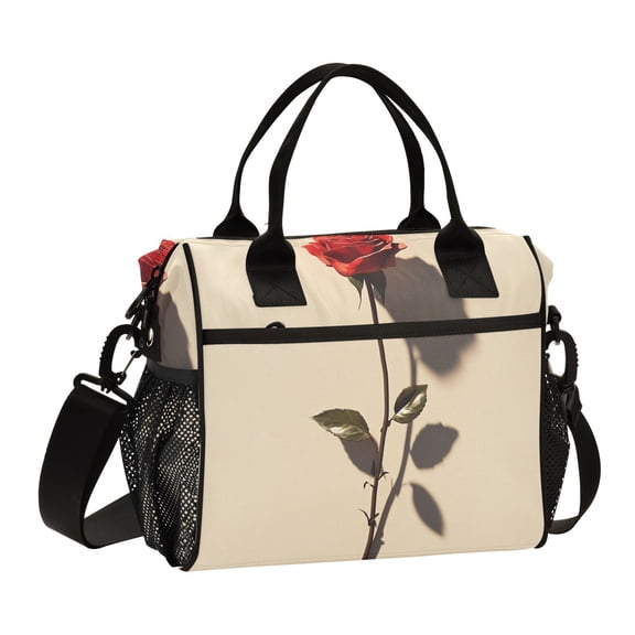 Ckdifva A Rose Cooler Bag Cooler Cooling Tote Lunch Bag Lunch Box Front Pocket with Shoulder Strap