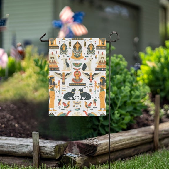 Ckdifva Ancient Egyptian Garden Flag 12 x 18 Inch Vertical Double Sided for Yard Lawn Outdoor Outside