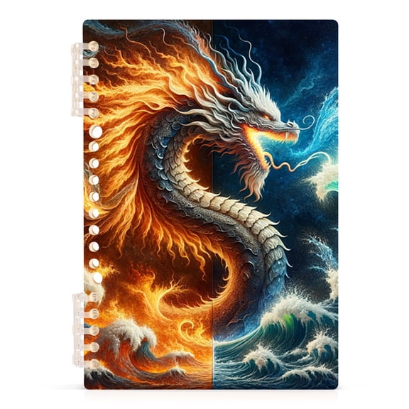 Ckdifva Animal Dragon Beast Monster A5 Ring Binder Notebook Journey Note Diary College Ruled Study 60 Pages