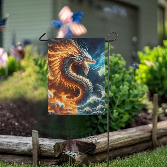Ckdifva Animal Dragon Beast Monster Garden Flag 12 x 18 Inch Vertical Double Sided for Yard Lawn Outdoor Outside