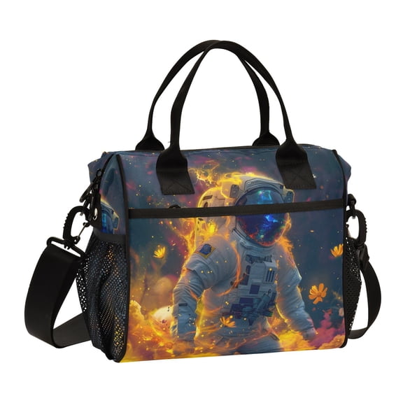 Ckdifva Astronauts in Space Cooler Bag Cooler Cooling Tote Lunch Bag Lunch Box Front Pocket with Shoulder Strap