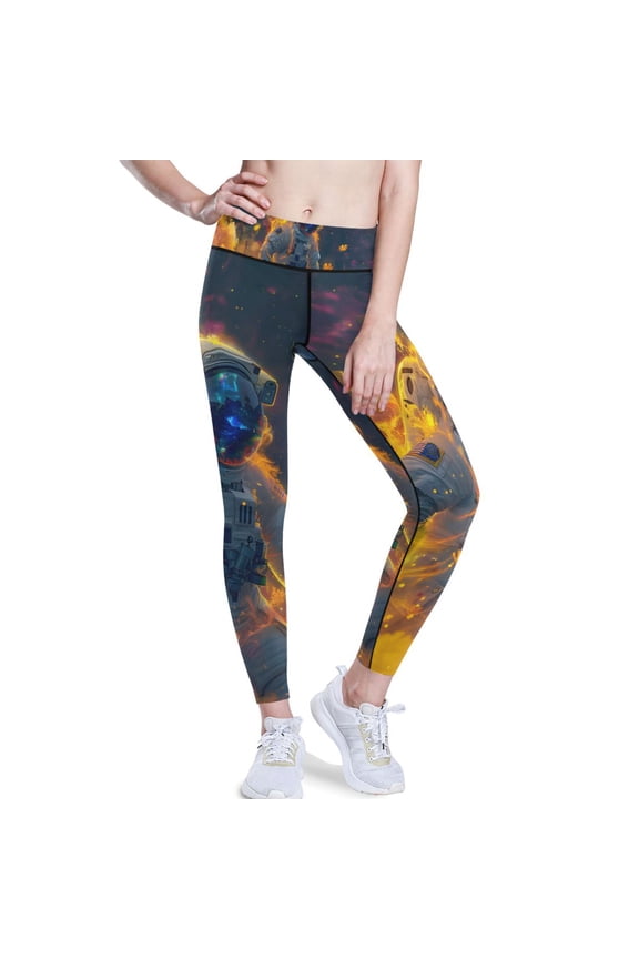 Astronauts in Space Yoga Pants with Pockets for Women Workout Athletic Yoga Leggings