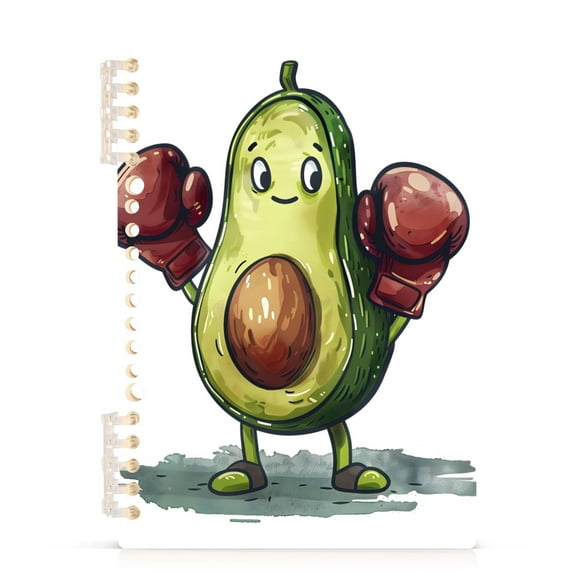 Ckdifva Avocado Mascot A5 Ring Binder Notebook Journey Note Diary College Ruled Study 60 Pages