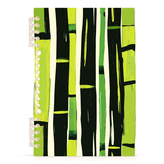 Ckdifva Bamboos Stripe A5 Ring Binder Notebook Journey Note Diary College Ruled Study 60 Pages