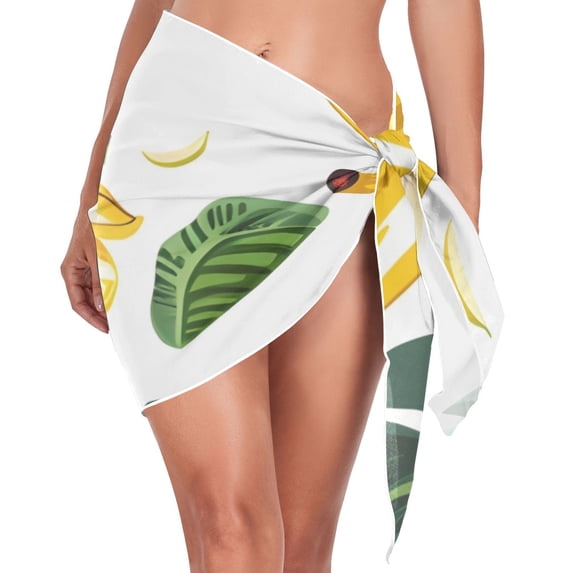 Ckdifva Banana and Leaves Beach Cover Up for Women Swimsuit Coverups Bikini Wrap Short Skirt