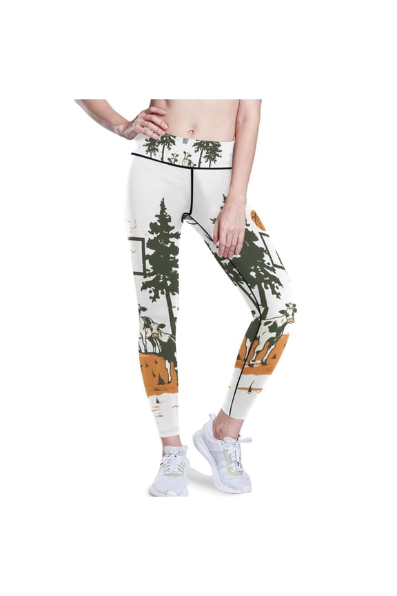 Basketball Cow Yoga Pants with Pockets for Women Workout Athletic Yoga Leggings