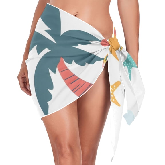 Ckdifva Beach Theme Beach Cover Up for Women Swimsuit Coverups Bikini Wrap Short Skirt