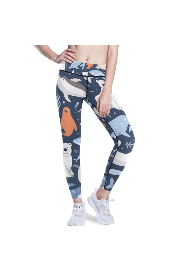 Bear Seal Penguin Yoga Pants with Pockets for Women Workout Athletic Yoga Leggings