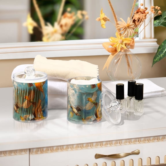 Ckdifva Bird Flock Storage Jar with Lid Acrylic Organization Storage Containers Set of 2