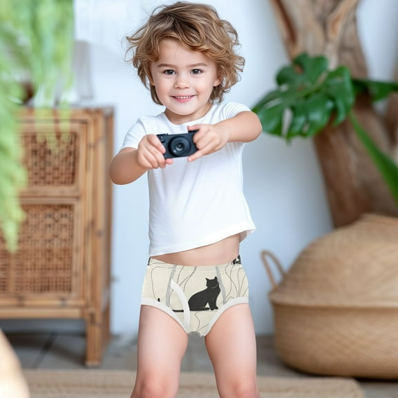 Ckdifva Black Cats Lines Boys Underwear Briefs Cotton Panties Active Stretch Briefs One Pack