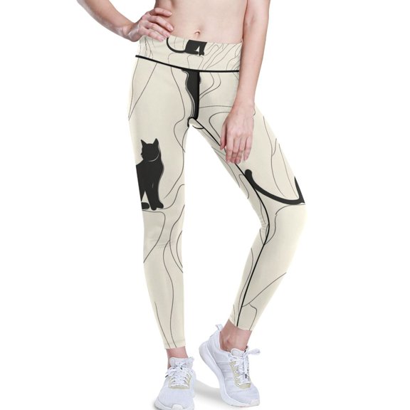 Ckdifva Black Cats Lines Yoga Pants with Pockets for Women Workout Athletic Yoga Leggings