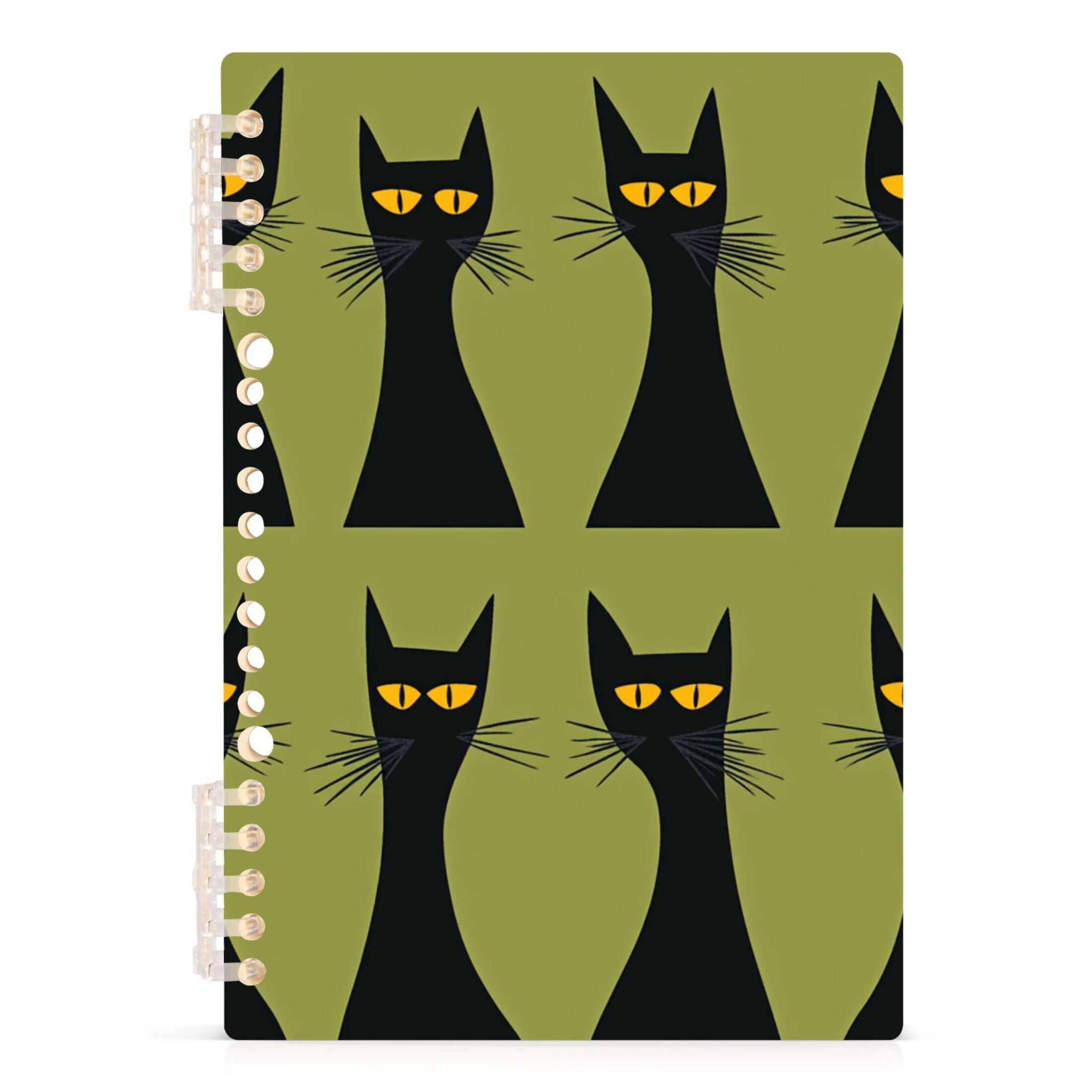 Ckdifva Black Cats and Green A5 Ring Binder Notebook Journey Note Diary ...