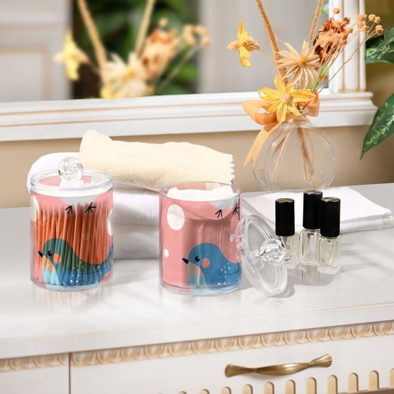 Ckdifva Blue Birds at Pink Storage Jar with Lid Acrylic Organization Storage Containers Set of 2